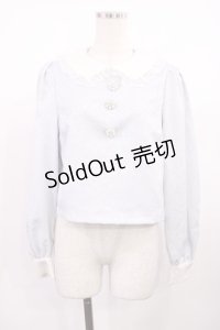 Ank Rouge / ビジューボタンフリルカラー M サックス H-25-10-13-036-CA-TO-NS-ZH