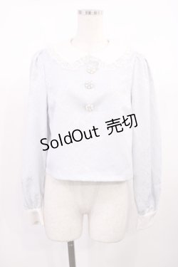 画像1: Ank Rouge / ビジューボタンフリルカラー M サックス H-25-10-13-036-CA-TO-NS-ZH