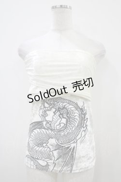 画像1: Qutie Frash / 龍プリントさらしベアトップ FREE 白 H-25-10-14-1031-QU-TO-KB-ZH