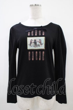 画像1: Jane Marple / ラングドシャショコラのロングスリーブTシャツ  黒 H-25-10-14-1035-JM-TO-KB-ZH
