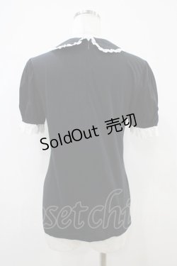 画像2: 【SALE】Jane Marple / レース付丸衿パフカットソー  黒×白 H-25-10-14-1036-JM-TO-KB-ZT369
