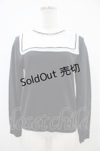 Jane Marple / スクエアカラースウェットトップス  黒 H-25-10-14-1038-JM-TO-KB-ZH