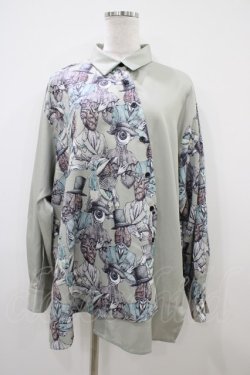 画像1: DXMOUVE / 臓器の観客柄アシンメトリーシャツ  グレー H-25-10-14-1050-0-BL-KB-ZH