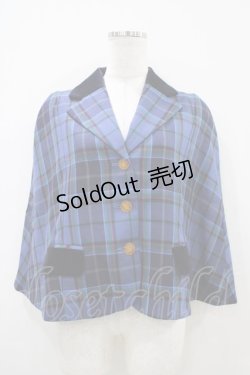 画像1: Jane Marple / タータンチェックポンチョ M ブルー H-25-10-14-1052-JM-JA-KB-ZH
