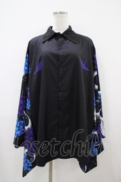 画像1: ACDC RAG / ハスノハナキモノシャツ F 黒×紫 H-25-10-14-1054-PU-BL-KB-ZH