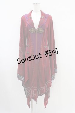 画像1: Ozz oneste / 彼岸刀ZIP着物羽織  赤 H-25-10-14-1010-OO-JA-KB-ZH