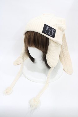 画像1: Candy Stripper / CABLE BUNNY EAR ビーニー  アイボリー H-25-10-14-1003-PU-AC-KB-ZH