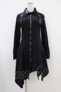 Ozz Croce / 刺繍イレギュラーシャツワンピース  黒 H-25-10-14-1026-OO-OP-KB-ZH