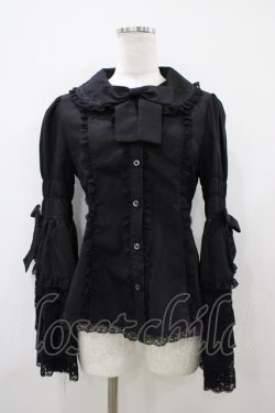 画像1: Dream Lolita（海外ロリータブランド） / 丸襟姫袖ブラウス L ブラック H-25-10-15-051-0-BL-NS-ZH