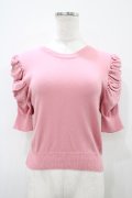 Maison de FLEUR Petite Robe / パワーショルダーニットプルオーバー S ピンク H-25-10-15-054-EL-TO-NS-ZH