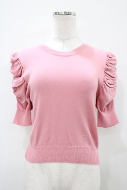 画像1: Maison de FLEUR Petite Robe / パワーショルダーニットプルオーバー S ピンク H-25-10-15-054-EL-TO-NS-ZH