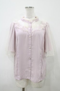 画像1: axes femme kawaii / ビジューリボンブローチ付ブラウス M ピンク H-25-10-15-061-AX-BL-NS-ZH