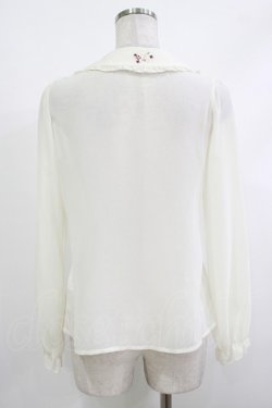 画像3: axes femme POETIQUE / リボン刺繍入りフリルブラウス M 生成り H-25-10-15-1029-AX-BL-NS-ZH
