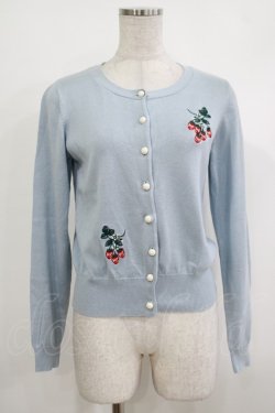 画像1: Fi.n.t / いちご刺繍カーディガン Free サックス H-25-10-15-1034-CA-TO-NS-ZH