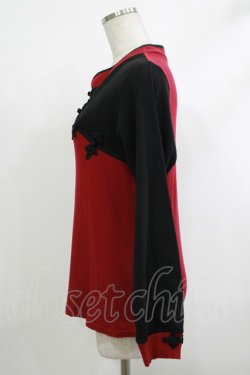 画像2: axes femme / チャイナボタンバイカラープルオーバー M ワイン H-25-10-15-1035-AX-TO-YZ-ZH