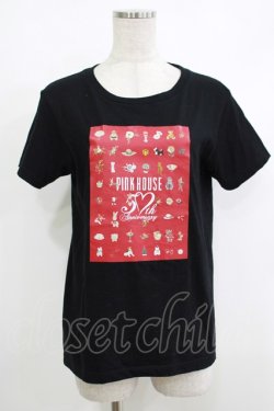 画像1: PINK HOUSE / Timeless Pink House ピンクハウス50周年記念展Tシャツ Free ブラック H-25-10-15-1038-LO-TS-NS-ZH