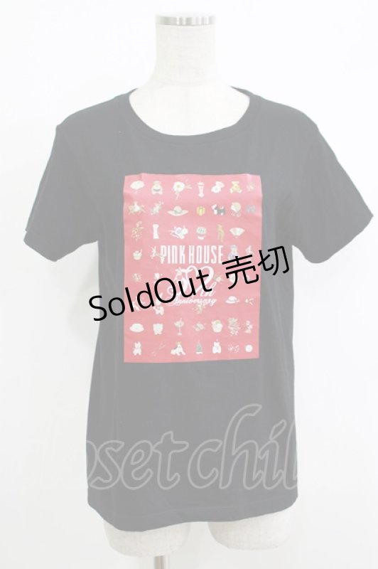 画像1: PINK HOUSE / Timeless Pink House ピンクハウス50周年記念展Tシャツ Free ブラック H-25-10-15-1038-LO-TS-NS-ZH (1)