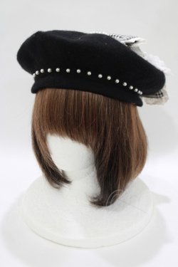 画像1: Swankiss / SX check ribbon beret  ブラック H-25-10-15-1079-CA-AC-NS-ZH