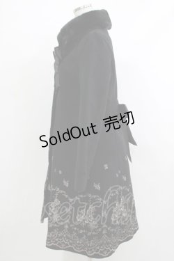 画像2: axes femme / ファーティペ付刺繍コート M ブラック H-25-10-15-1018-AX-CO-NS-ZH