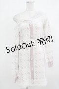 Ank Rouge / モノグラムニットワンピース M オフ/ピンク H-25-10-15-1020-CA-OP-NS-ZH
