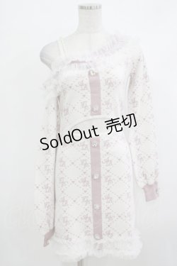 画像1: Ank Rouge / モノグラムニットワンピース M オフ/ピンク H-25-10-15-1020-CA-OP-NS-ZH