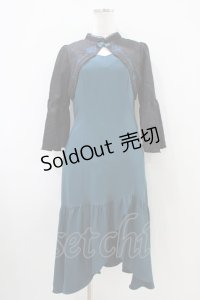 axes femme POETIQUE / ロータス刺繍チャイナワンピース M ブルーグリーン H-25-10-15-030-AX-OP-NS-ZH