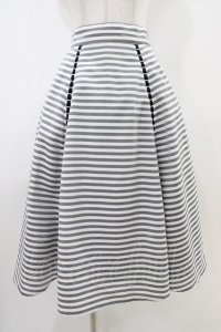 an another angelus / はしごリボン使いストライプフレアースカート Free BLACK×WH H-25-10-15-037-CA-SK-NS-ZH