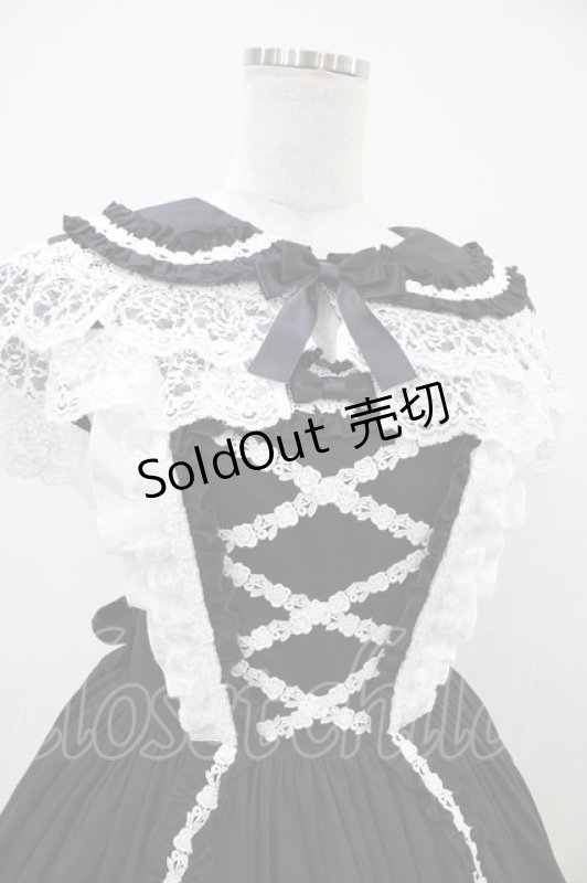 画像4: metamorphose / ケープ付きフリルジャンパースカート サイズ1 ブラック H-25-10-16-036-ME-OP-NS-ZH (4)