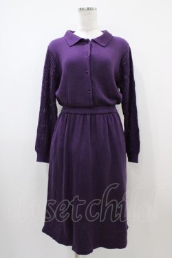 画像1: LEBECCA boutique / 泣かない私の襟付きニットワンピース Free Purple H-25-10-16-048-EL-OP-NS-ZH