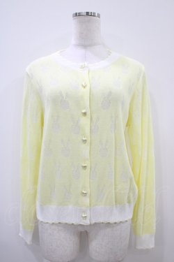 画像1: Nile Perch / うさぎ柄カーディガン Free イエロー H-25-10-16-057-LO-TO-NS-ZH