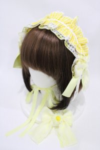 metamorphose / マーガレットギンガムクリップ付きヘッドドレス  イエロー H-25-10-16-007-ME-AC-NS-ZH