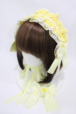 画像1: metamorphose / マーガレットギンガムクリップ付きヘッドドレス  イエロー H-25-10-16-007-ME-AC-NS-ZH