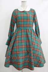 Belette / チェック丸襟ワンピース  グリーン H-25-10-16-1001-PU-OP-KB-ZH