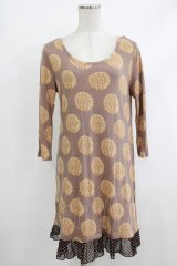 Emily Temple cute / ビスケット水玉フリル付カットソーワンピース  チャ H-25-10-16-1026-ET-OP-KB-ZH