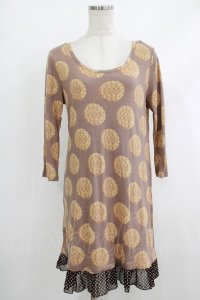 Emily Temple cute / ビスケット水玉フリル付カットソーワンピース  チャ H-25-10-16-1026-ET-OP-KB-ZH