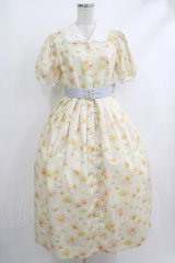 Melody BasKet / Blooming poppyフロントボタンワンピース M イエロー H-25-10-16-1004-LO-OP-KB-ZT076