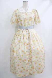 Melody BasKet / Blooming poppyフロントボタンワンピース M イエロー H-25-10-16-1004-LO-OP-KB-ZT076