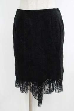 画像1: PEACE NOW / バックフリルプリントフロッキースカート M 黒 H-25-10-16-1032-PU-SK-KB-ZH