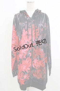画像1: NieR Clothing / 総柄ZIPパーカー  黒 H-25-10-16-1045-PU-TO-KB-ZH