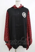 NieR Clothing / 着物風袖フードシャツ  黒×赤 H-25-10-16-1046-PU-BL-KB-ZH