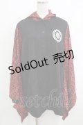 NieR Clothing / 着物風袖フードシャツ  黒×赤 H-25-10-16-1046-PU-BL-KB-ZH