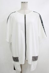 NieR Clothing / ZIP半袖カーディガン  白 H-25-10-16-1047-PU-TO-KB-ZT159