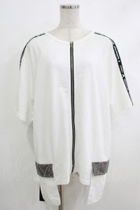 NieR Clothing / ZIP半袖カーディガン  白 H-25-10-16-1047-PU-TO-KB-ZT159