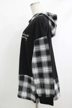 画像2: NieR Clothing / チェック切替プルパーカー  黒 H-25-10-16-1048-PU-TO-KB-ZH