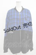 NieR Clothing / チェック切替ZIPブルゾンカーデ  黒×青 H-25-10-16-1049-PU-TO-KB-ZH