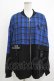 画像1: NieR Clothing / チェック切替ZIPブルゾンカーデ  黒×青 H-25-10-16-1049-PU-TO-KB-ZH (1)