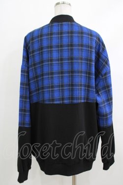 画像3: NieR Clothing / チェック切替ZIPブルゾンカーデ  黒×青 H-25-10-16-1049-PU-TO-KB-ZH