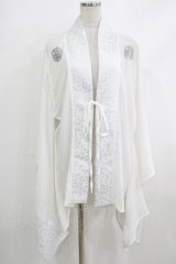 Qutie Frash / 肩メッシュ切替着物カーディガン  白 H-25-10-16-1050-QU-TO-KB-ZH