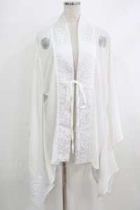 Qutie Frash / 肩メッシュ切替着物カーディガン  白 H-25-10-16-1050-QU-TO-KB-ZH