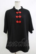 ACDC RAG / チャイナ半袖カットソー  クロ×赤 H-25-10-16-1064-PU-TO-KB-ZH